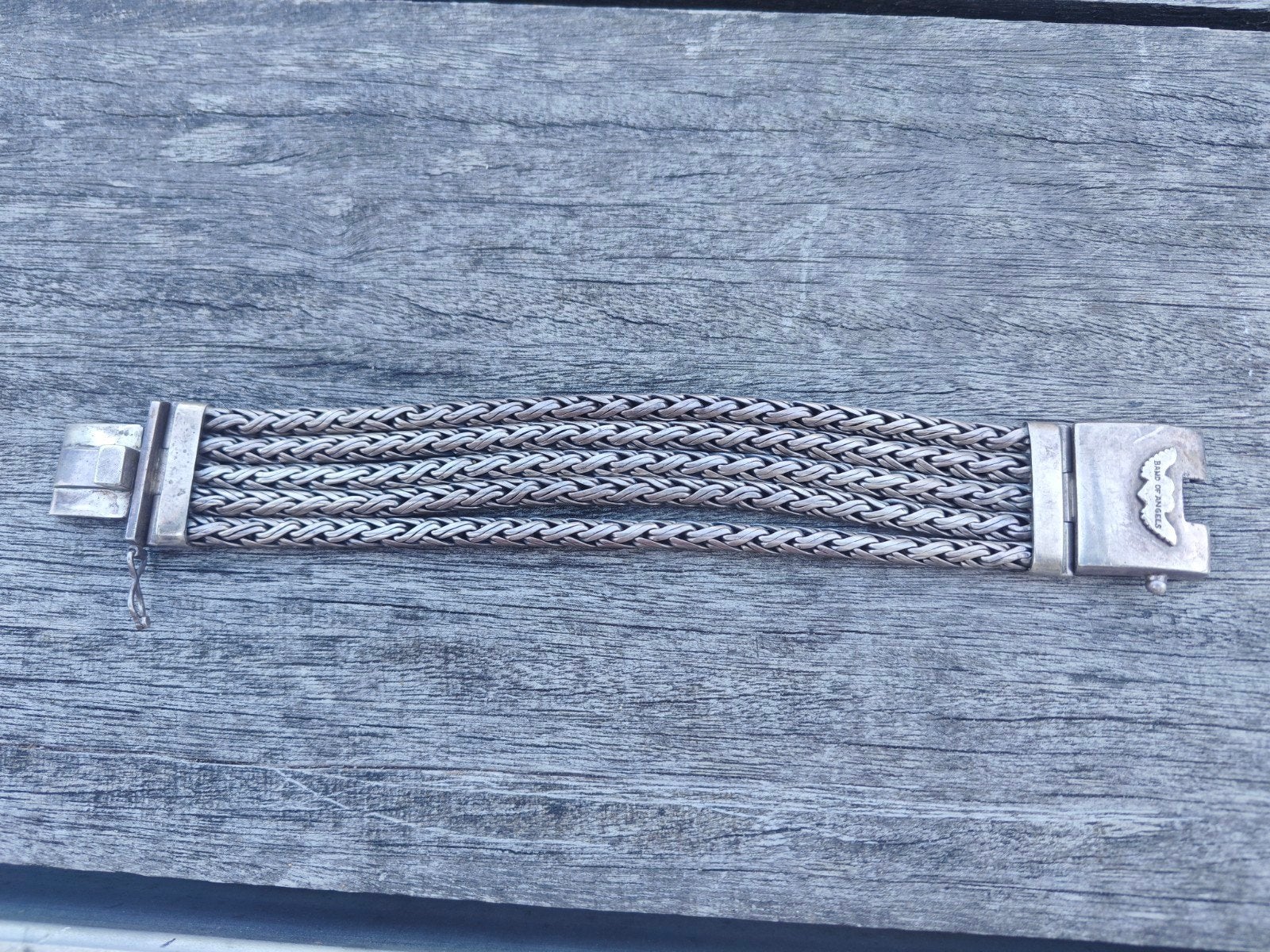 925 Zilveren Band of Angels Armband - 3 cm breed, Ophalen of Verzenden, Gebruikt, Zilver, Zilver