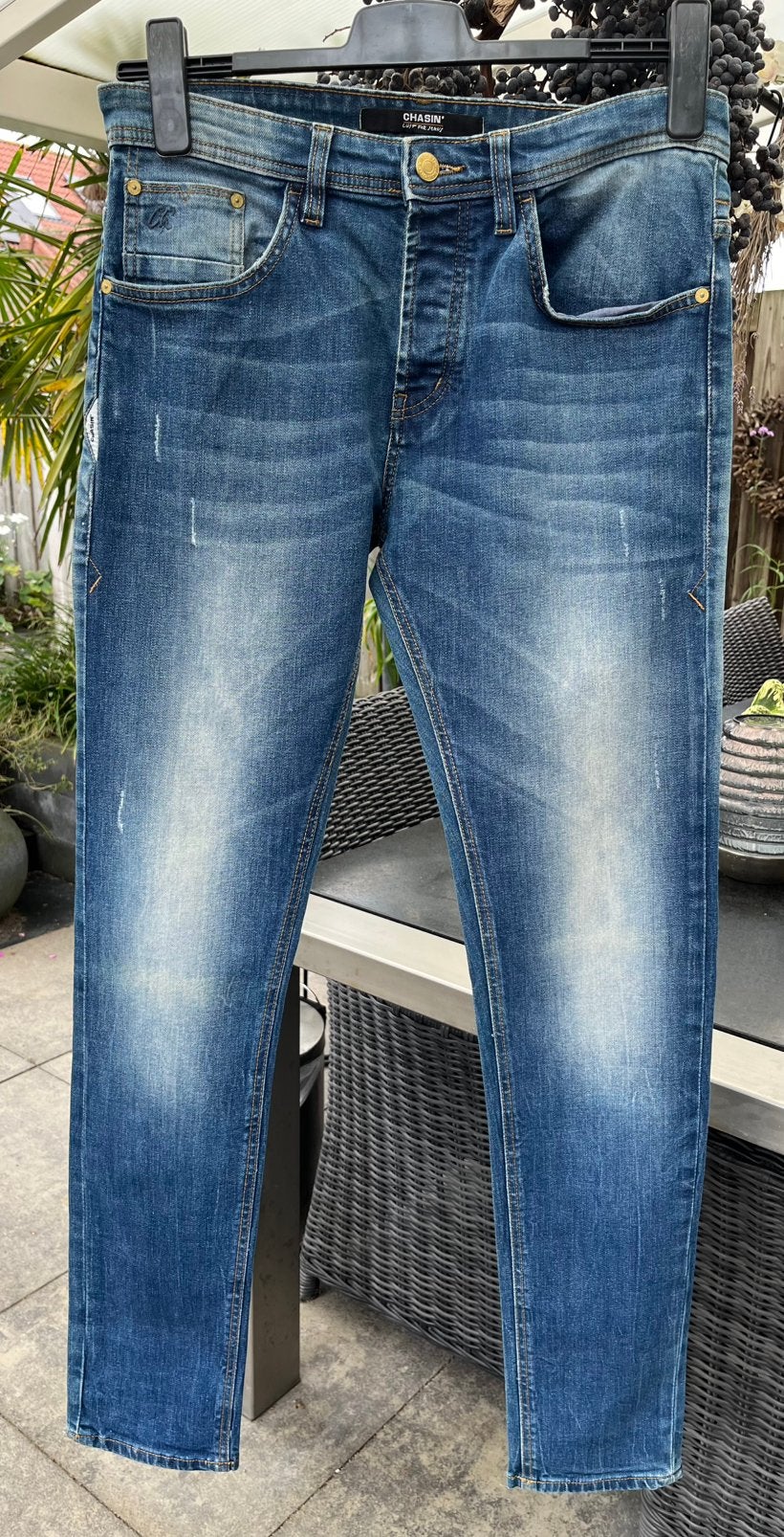Spijkerbroek merk Chasin model Crown  maat W 32/ L 34, Ophalen of Verzenden, Zo goed als nieuw, Blauw, W32 (confectie 46) of kleiner