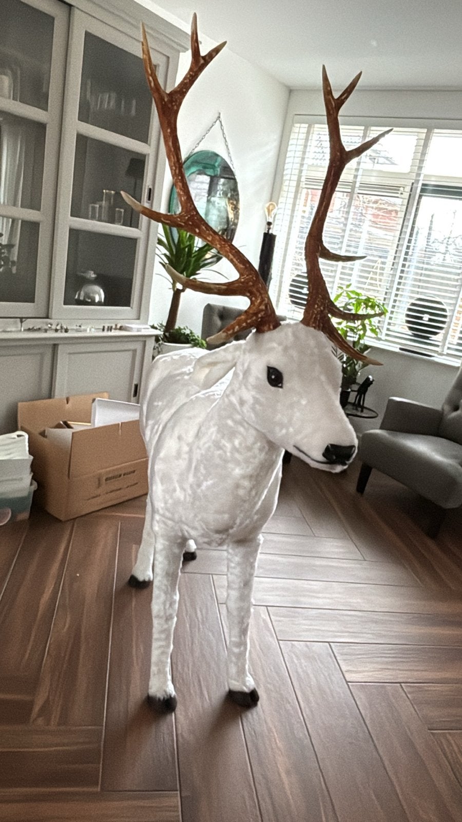 Levensgroot Hert 180 cm - Decoratie, Ophalen, Wit, Textiel, Landelijk