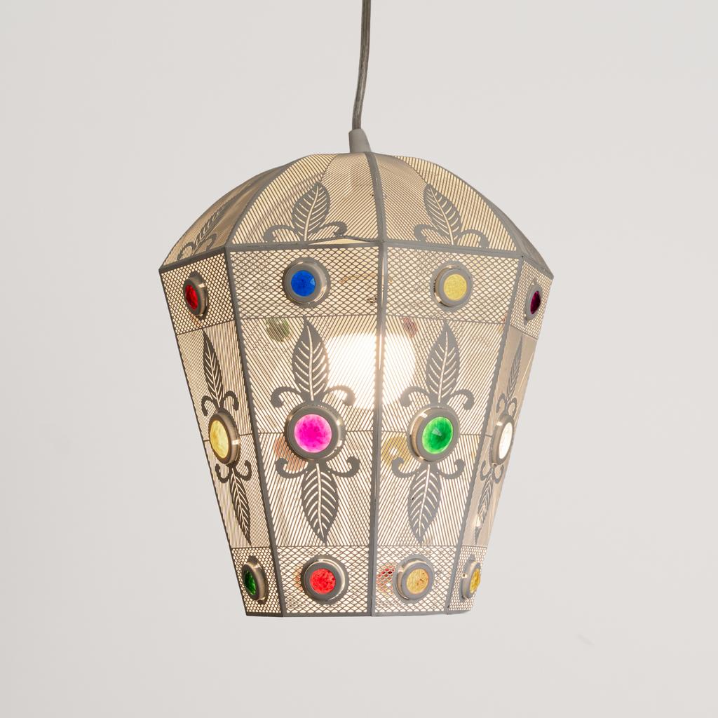 Gloednieuwe Oosterse Mozaïek Hanglamp - Wit Metaal, Huis en Inrichting, Ophalen, Nieuw, Metaal, Minder dan 50 cm