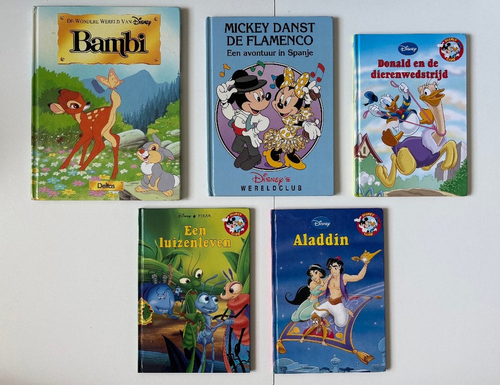 5,Disney boeken- Bambi, Mickey, Donald, Luizenleven, Allad, Boeken, Ophalen of Verzenden, Gelezen, Disney boeken, Sprookjes