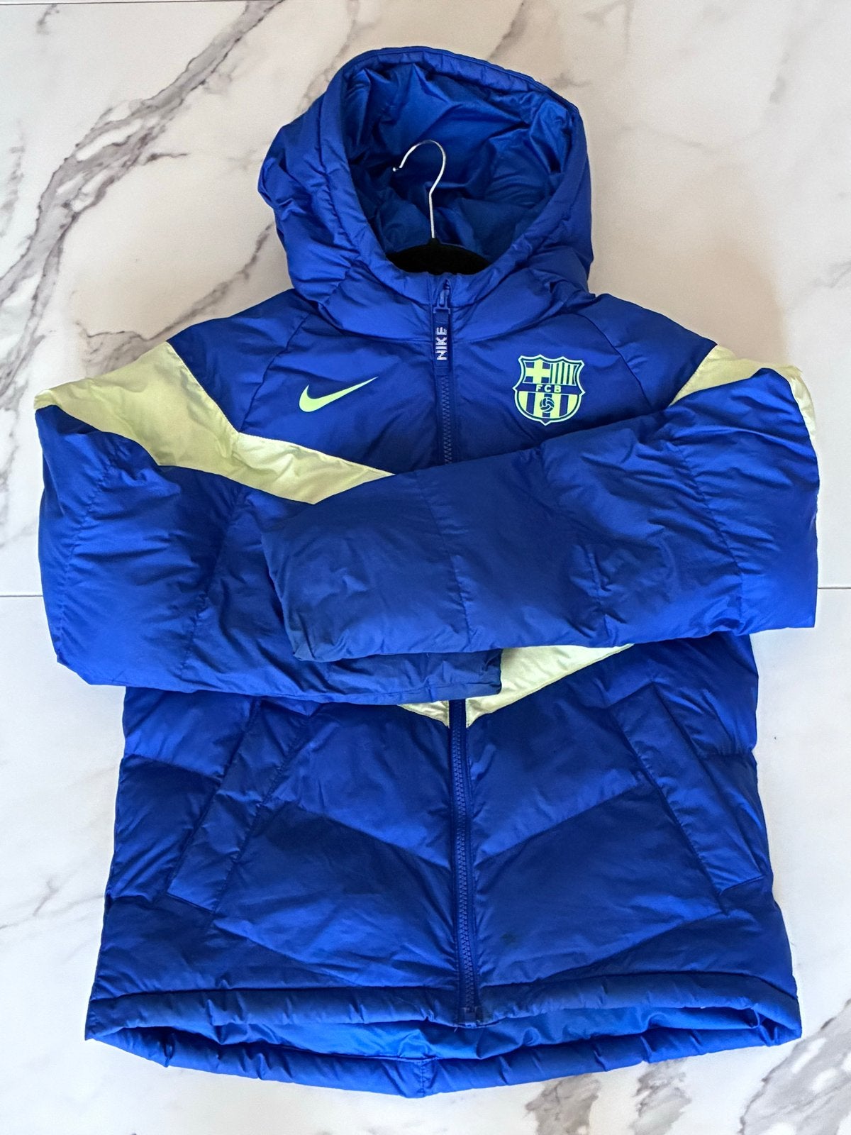 Nike FC Barcelona Puffer Jas - Blauw/Geel (Maat L), Ophalen, Zo goed als nieuw, Jongen, Jas