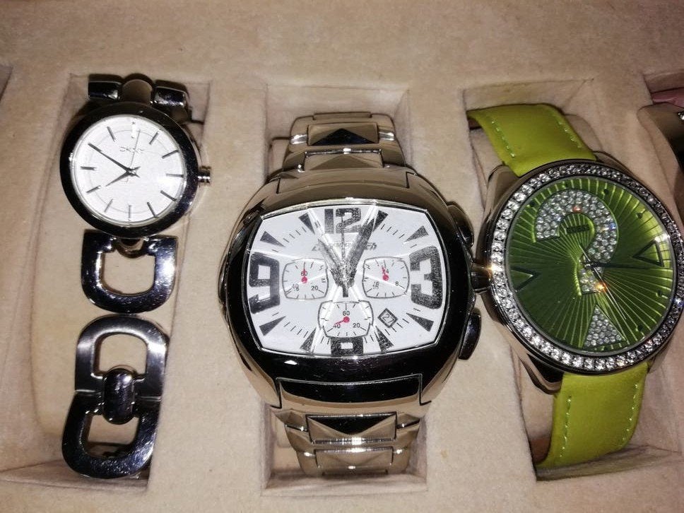 3 horloges Dkny,guess en chronotech, Leer, Staal, Guess, Polshorloge
