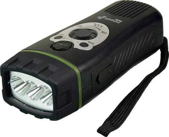 POWERplus Wolf Dynamo 3 LED Zaklamp FM Scan Radio, Verzenden, Nieuw, Accu