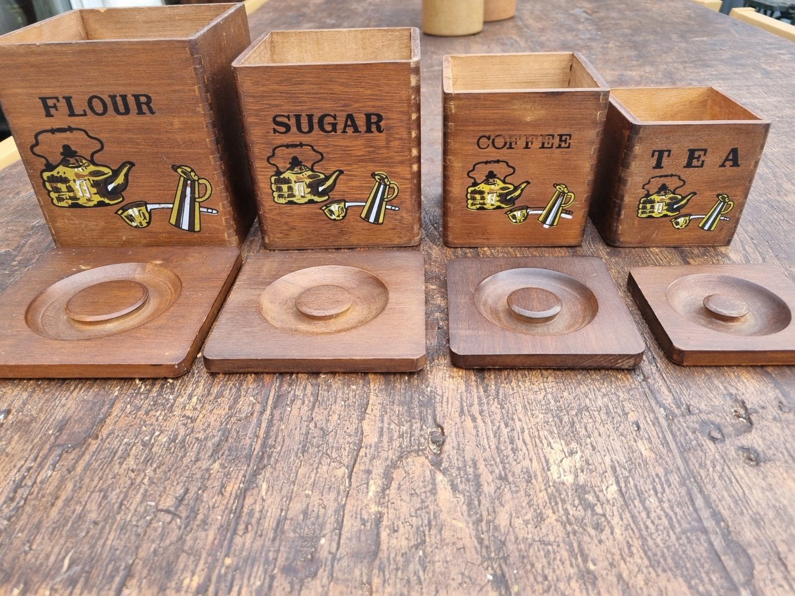 Antieke houten voorraadpotten, Antiek en Kunst, Curiosa en Brocante, Ophalen of Verzenden