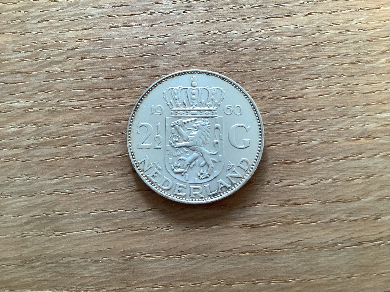 Zilveren 2½ Gulden Munt Koningin Juliana 1960, Koningin Juliana, Zilver, Ophalen of Verzenden, Losse munt
