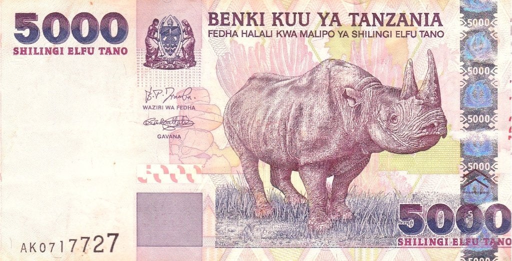 TANZANIA 5000 SHILLINGS, Ophalen of Verzenden, 10 gulden