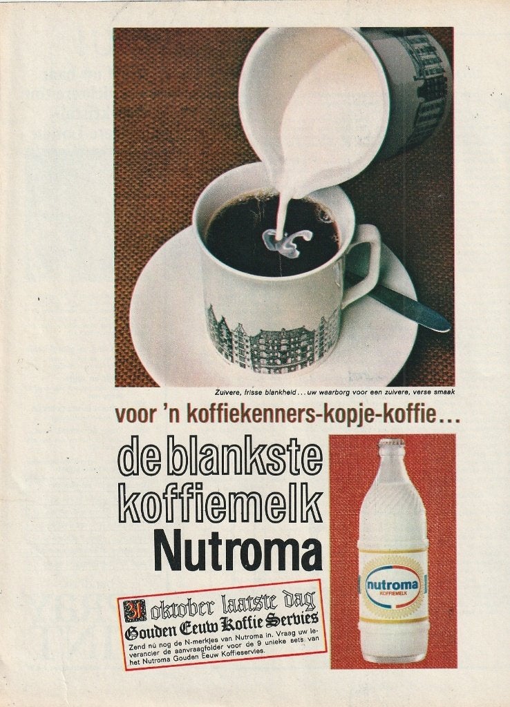 Retro reclame 1966 Nutricia Nutroma met Gouden Eeuw kopje, Verzenden, Overige typen