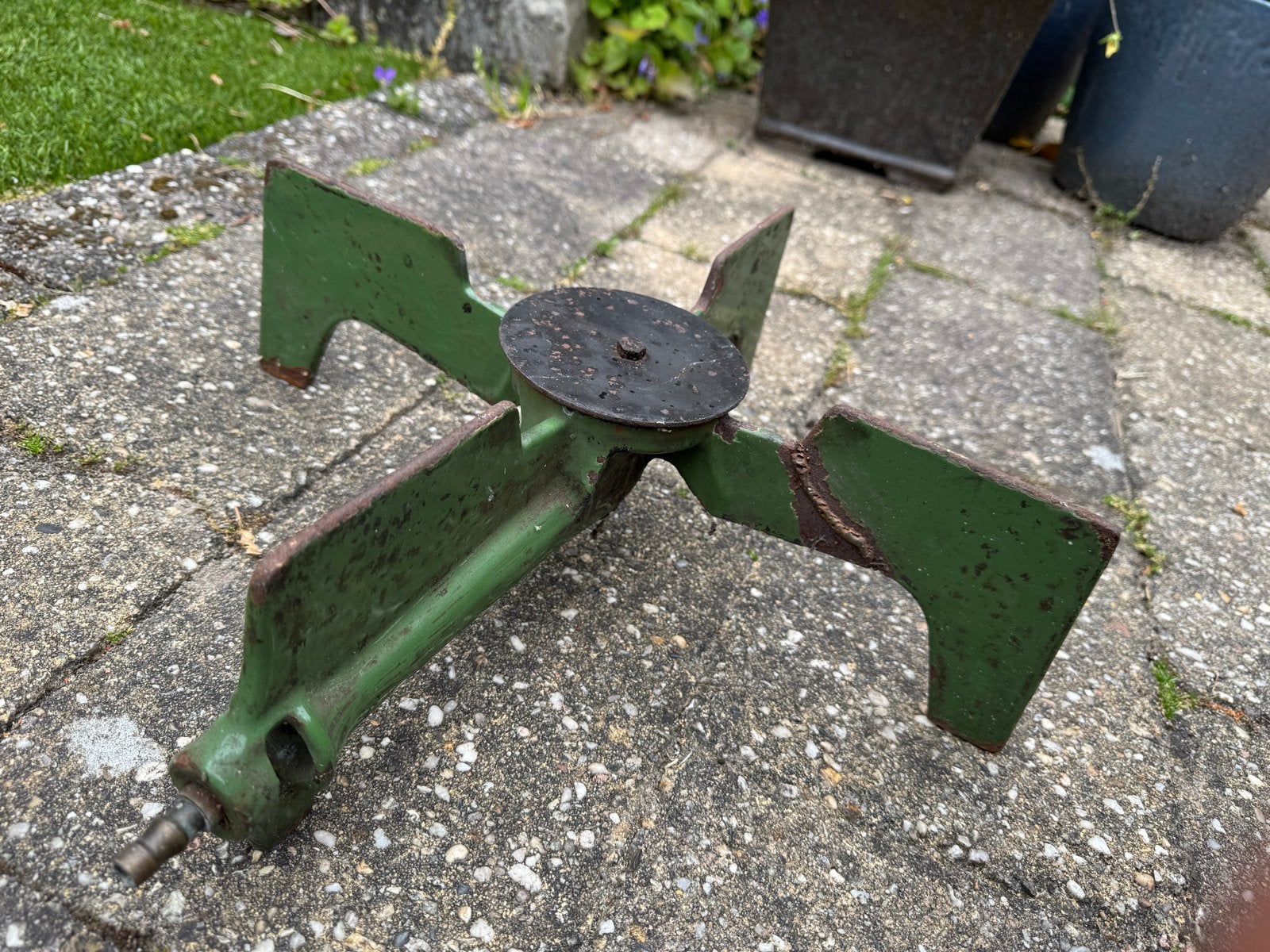 Robuuste gietijzeren brander, vintage groen., Ophalen of Verzenden, Gebruikt