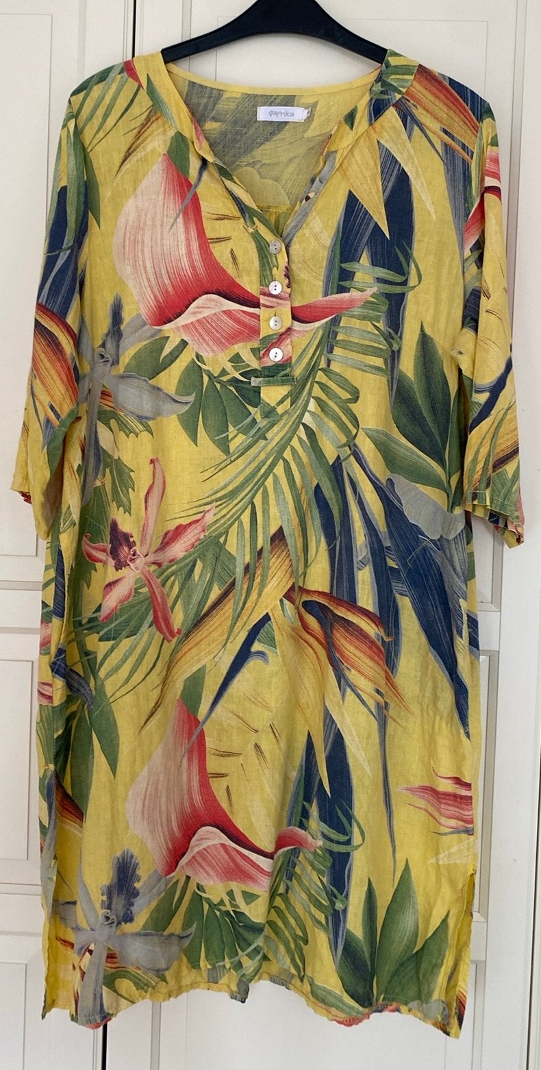 Paprika linnen jurk 48(3), Kleding | Dames, Grote Maten, Verzenden, Zo goed als nieuw, Jurk