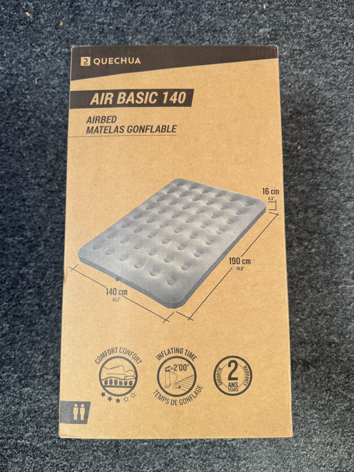Opblaasbaar luchtbed / airbed kamperen 190x140 cm, Ophalen of Verzenden, Zo goed als nieuw