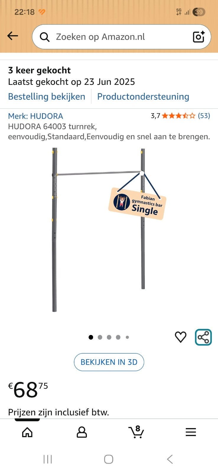 Nieuwe rekstok turnrek, Ophalen, Nieuw, Materiaal