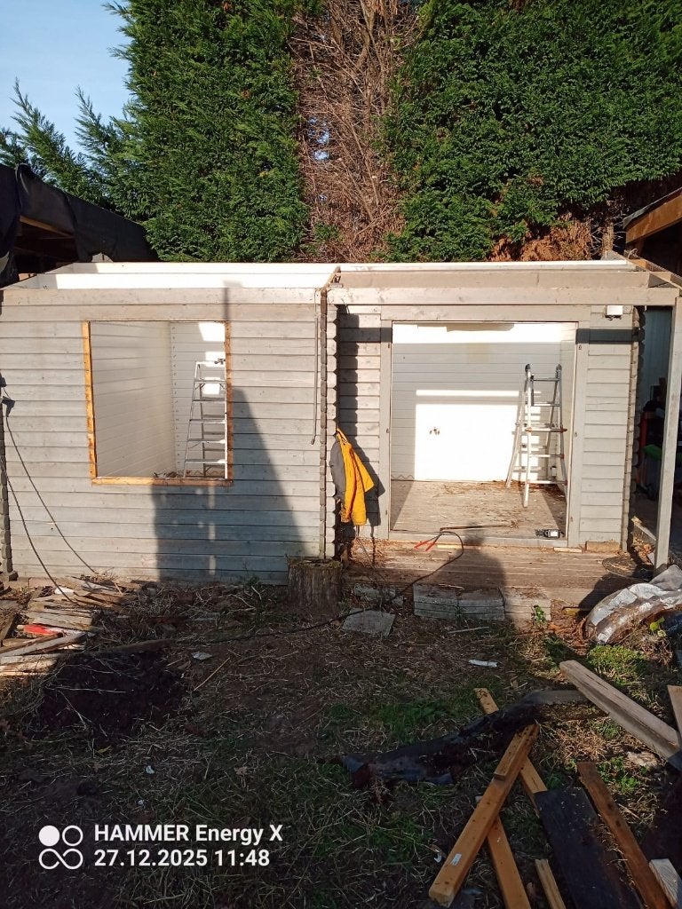 Houten blokhut, Ophalen, 250 tot 500 cm, Blokhut, 2 ramen