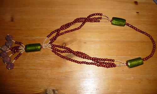 ketting met houten en glazen kralen, Ophalen of Verzenden, Gebruikt