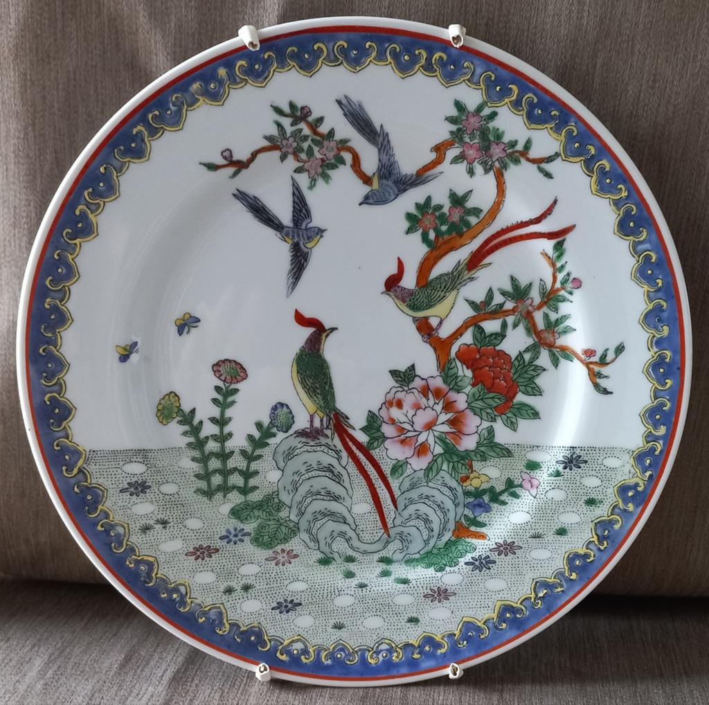 Decoratieve Wandbord met Vogels en Bloemen - Macau, Antiek en Kunst, Antiek | Porselein, Ophalen of Verzenden