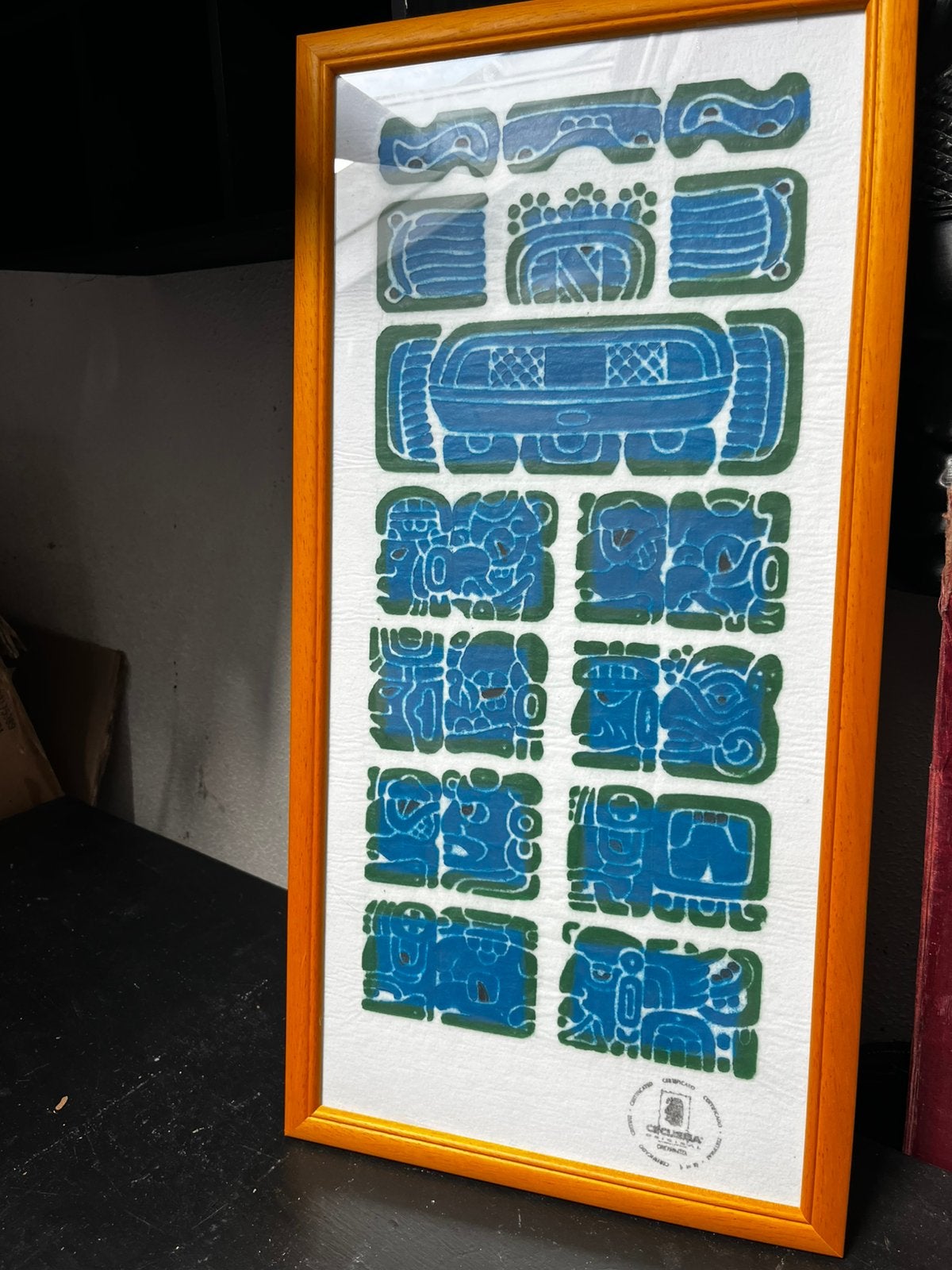 Maya kalender Mexico in houten lijst, Ophalen