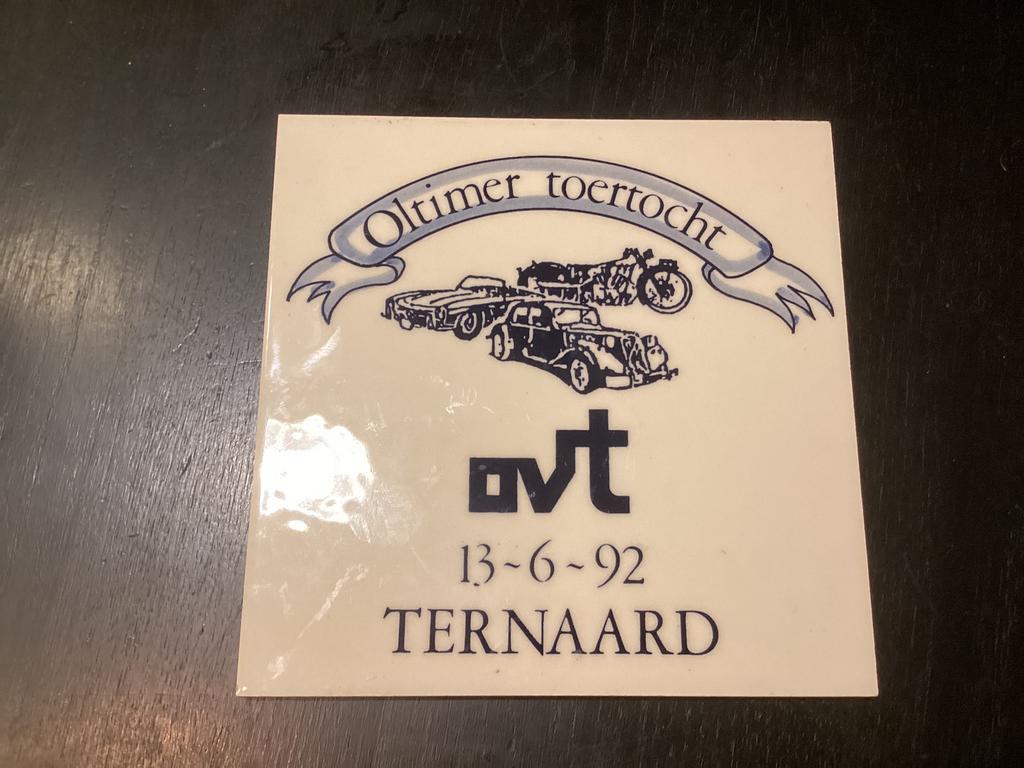 Vintage wandtegel Oldtimer Toertocht Ternaard 1992, Ophalen of Verzenden