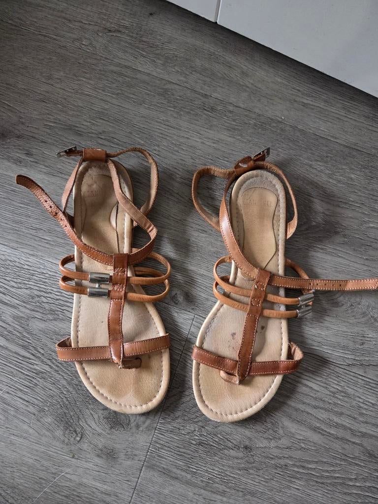 Manfield sandaaltjes, maat 37, Bruin, Zo goed als nieuw, Manfield, Sandalen of Muiltjes