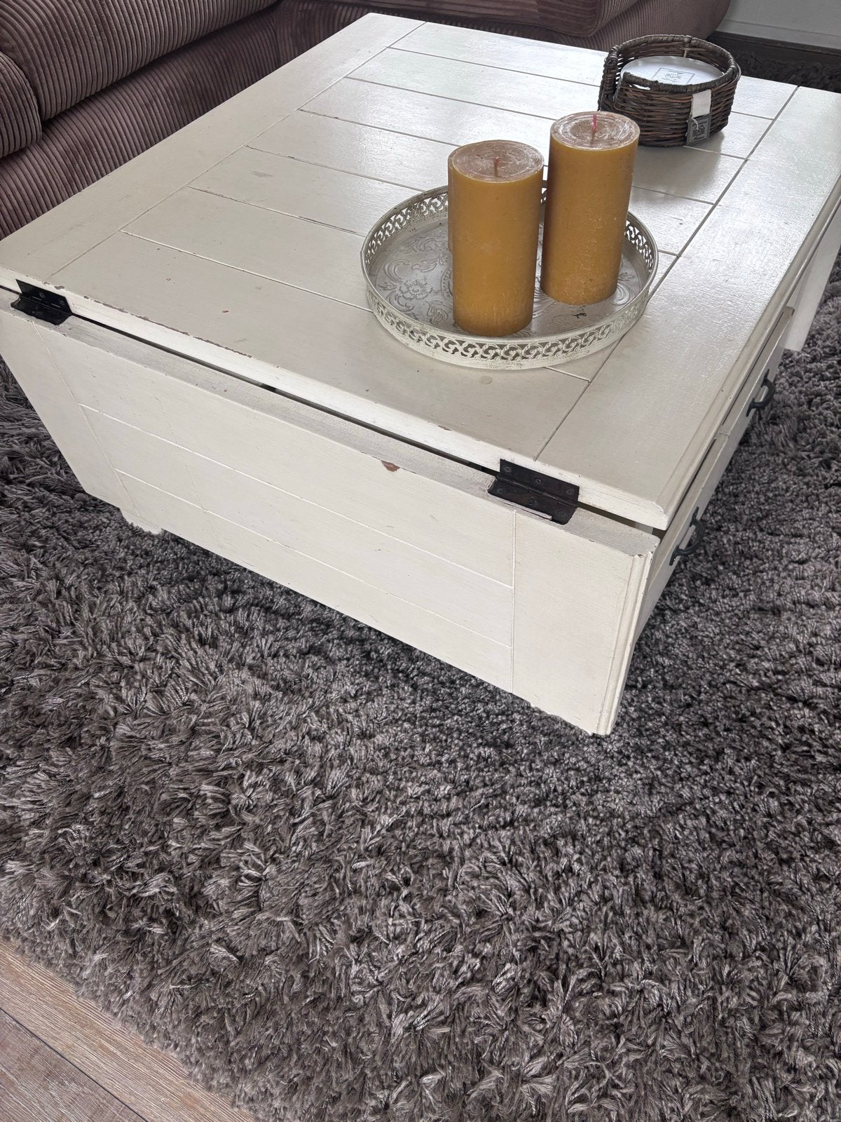 Riviera Maison salontafel met twee lades, Ophalen, Gebruikt, 50 tot 100 cm, Vierkant