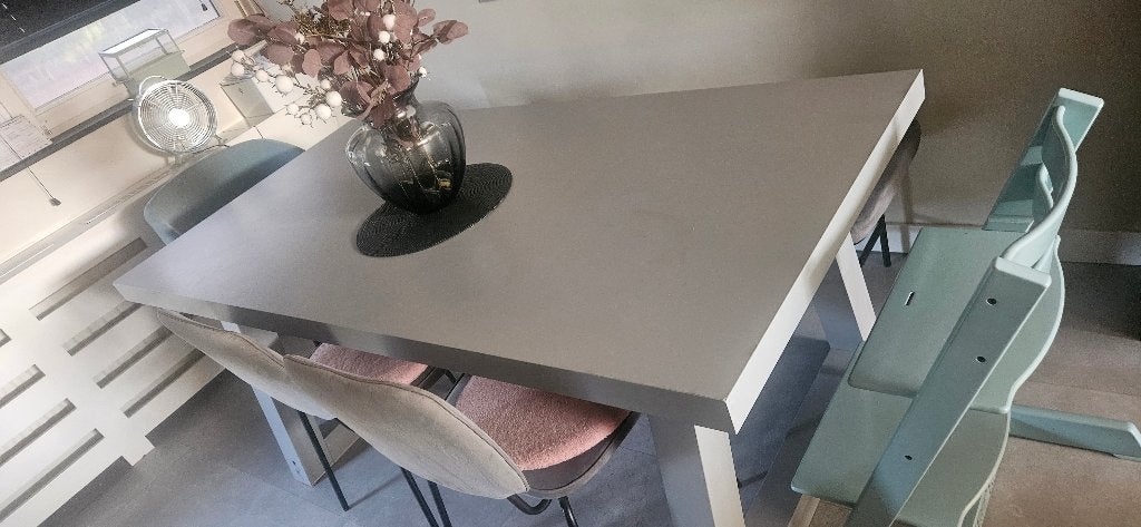 Eettafel grijs scandinavisch incl bank, Ophalen, Overige materialen, Gebruikt, Scandinavisch