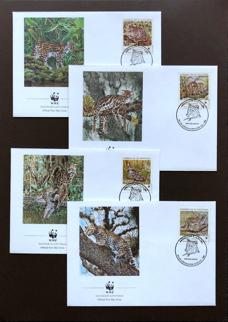 WWF WNF El Salvador 1988 FDC Katachtige, Postzegels en Munten, Postzegels | Eerstedagenveloppen, Ophalen of Verzenden, Onbeschreven