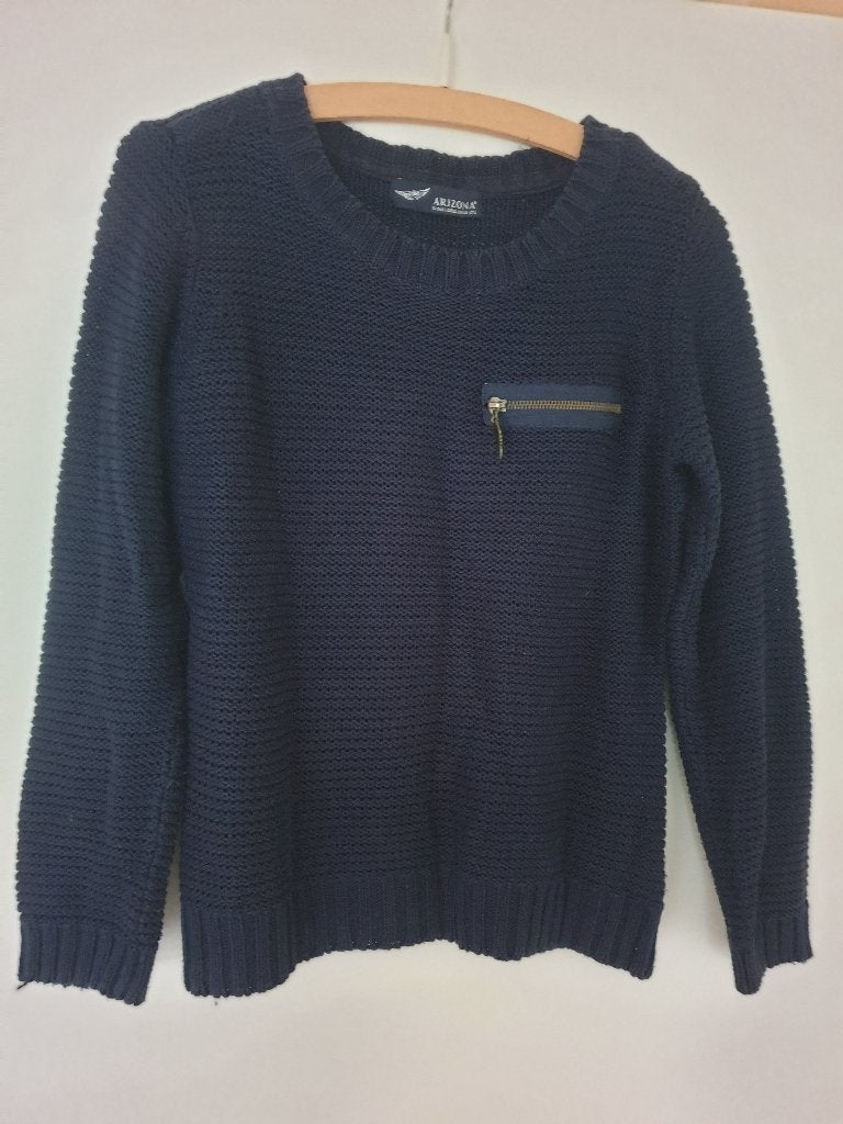 leuke donkerblauwe trui met ritsje maat L merk Arizona, Verzenden, Gedragen, Maat 42/44 (L), Blauw