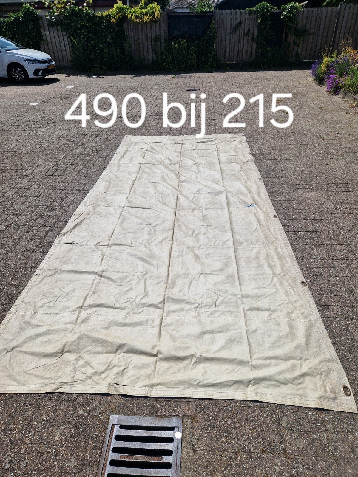 Achterzeil Van Balen 490x215 cm met reparaties, Ophalen, Gebruikt