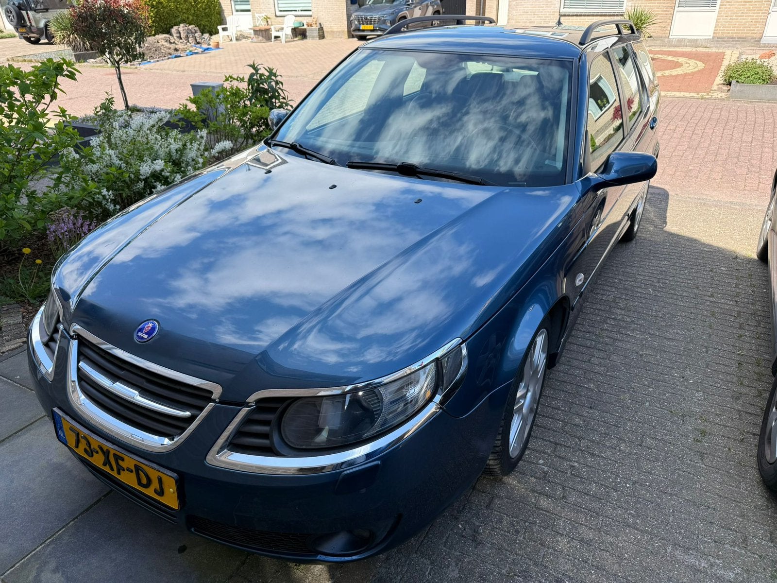 Saab 9-5 2.0 T Sport Estate AUT 2007 Blauw Hirsch 210pk, Auto's, 1800 kg, Zwart, 4 cilinders, Blauw