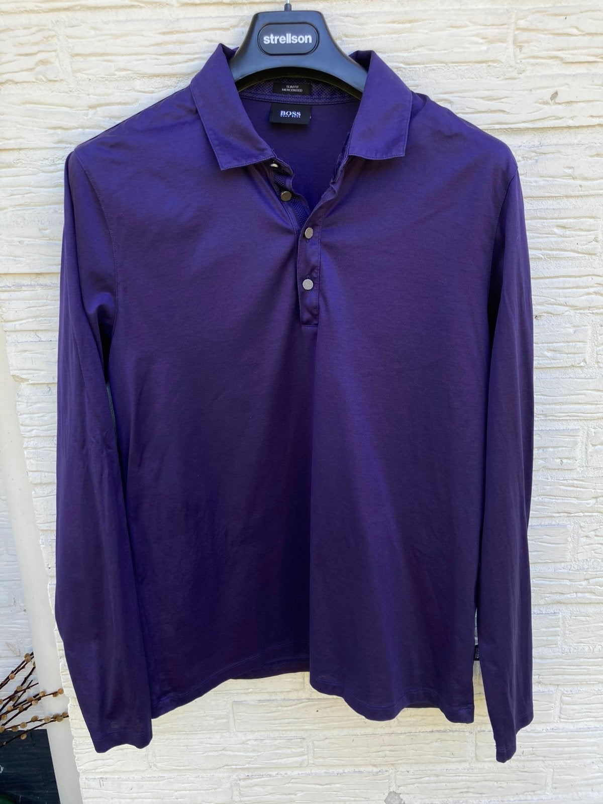 Hugo Boss shirt L, Kleding | Heren, Ophalen of Verzenden, Zo goed als nieuw, Paars, Halswijdte 39/40 (M)