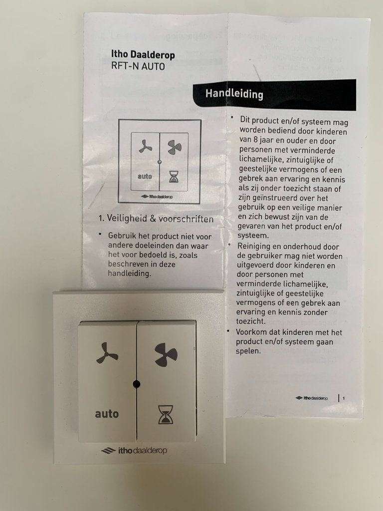 Itho Daalderop RFT-N AUTO Afstandsbediening Ventilator, Ophalen of Verzenden, Nieuw, Ventilator