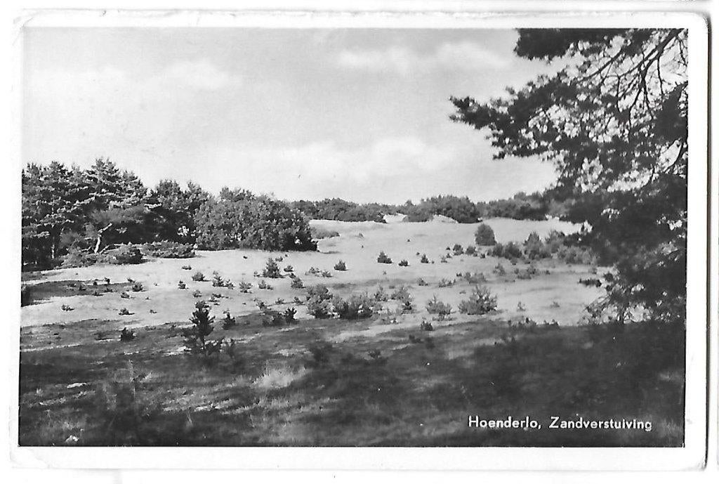 Hoenderloo Zandverstuiving  Ansichtkaart uit 1955   (B682), Verzamelen, Ophalen of Verzenden, 1940 tot 1960, Gelopen