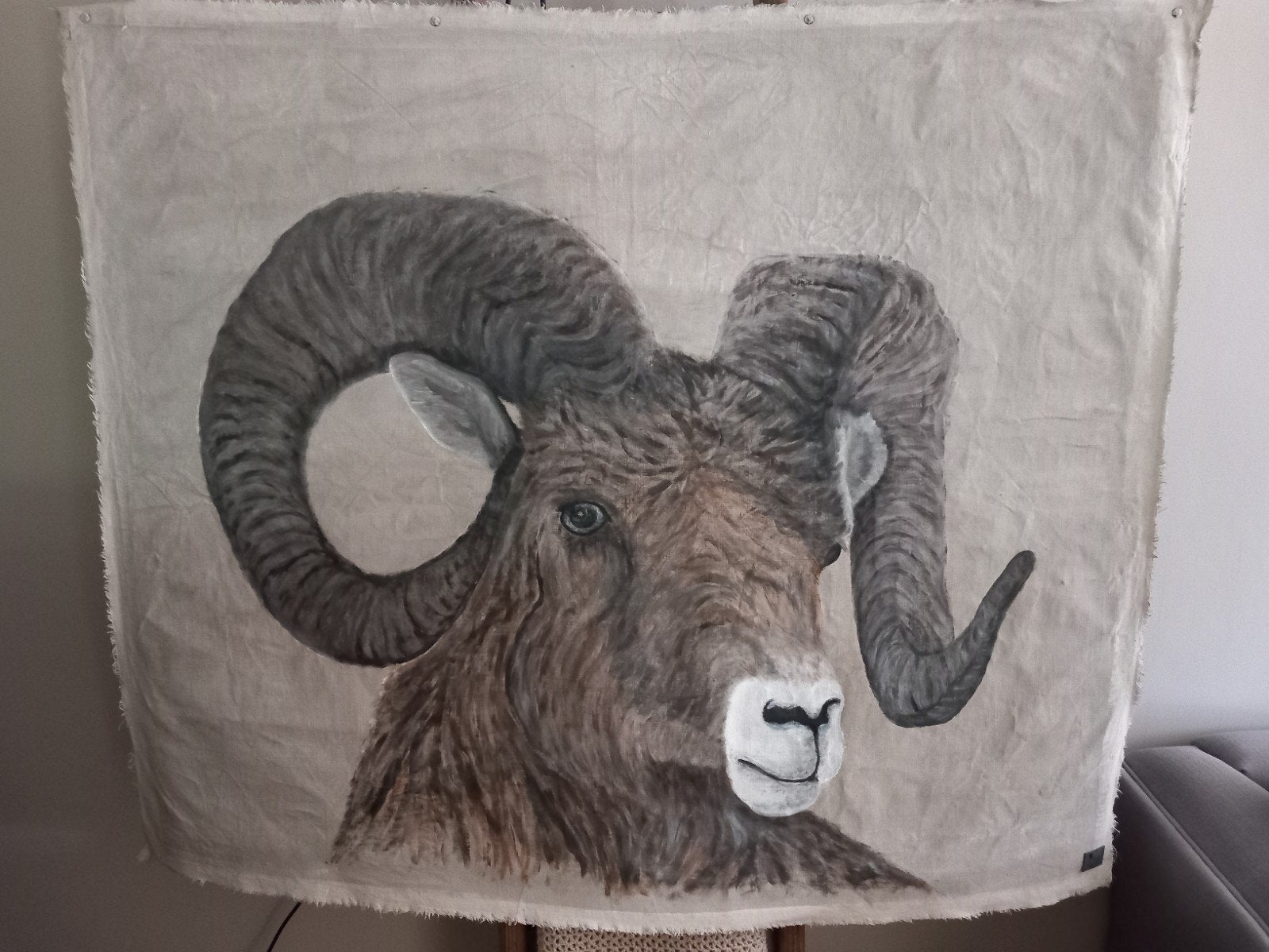 wanddoek - uniek en handgeschilderd - MM originals, Ophalen, Textiel, Handgeschilderd, Dieren