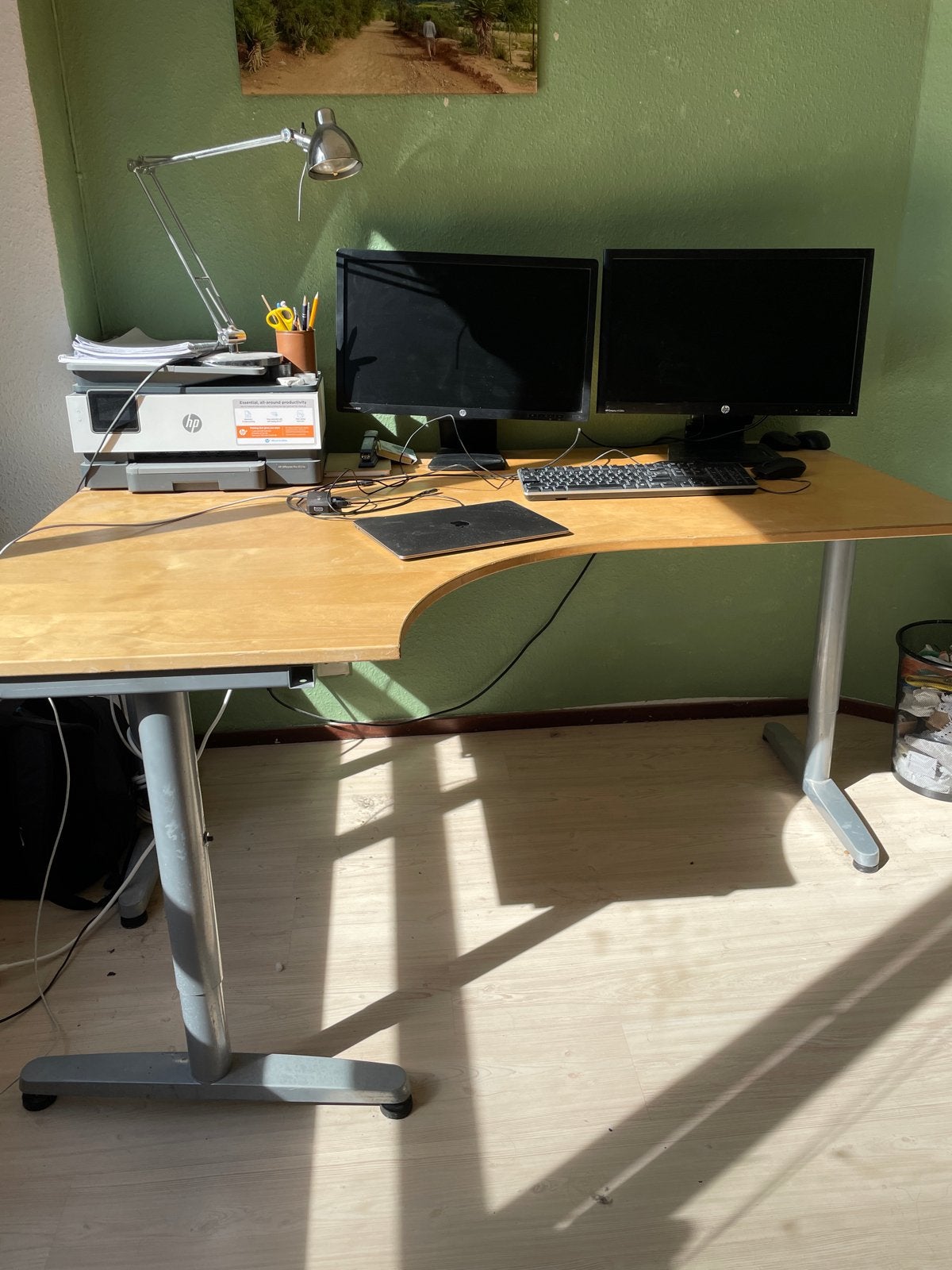 Groot hoekbureau ikea, Opbergruimte, Gebruikt, Hout, Hoekbureau