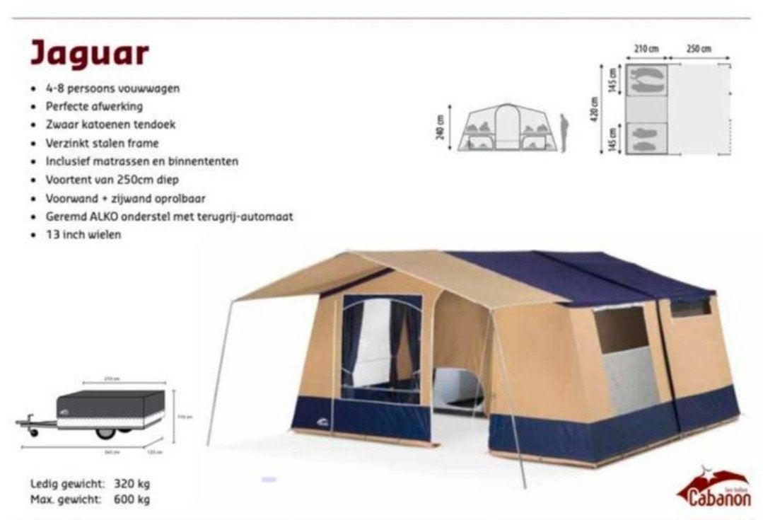 Zeer complete Jaguar Cabanon vouwwagen - Zo goed als nieuw!, Ophalen