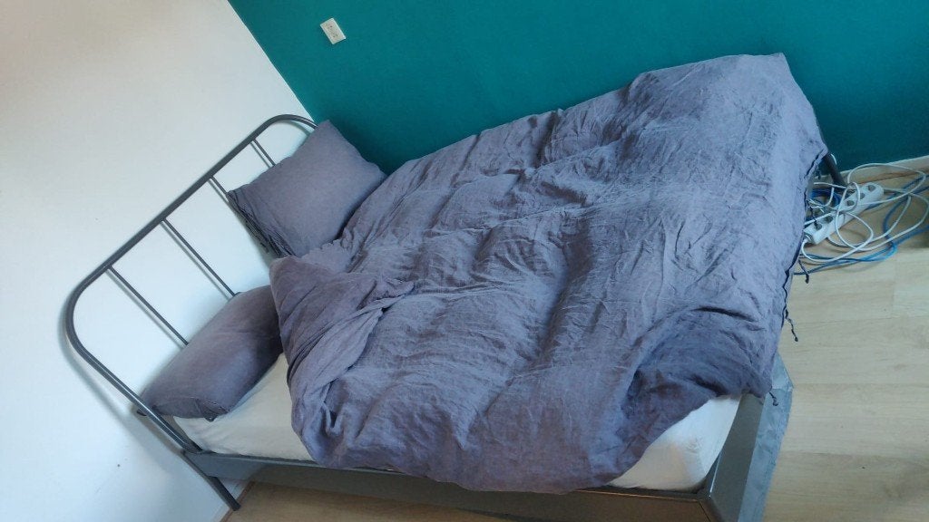 Bed - gratis ophalen, Ophalen, Zwart, Tweepersoons, 140 cm