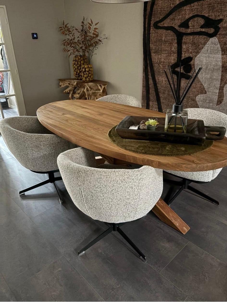 4 luxe draaibare eetstoelen, Ophalen, Zo goed als nieuw, Bruin