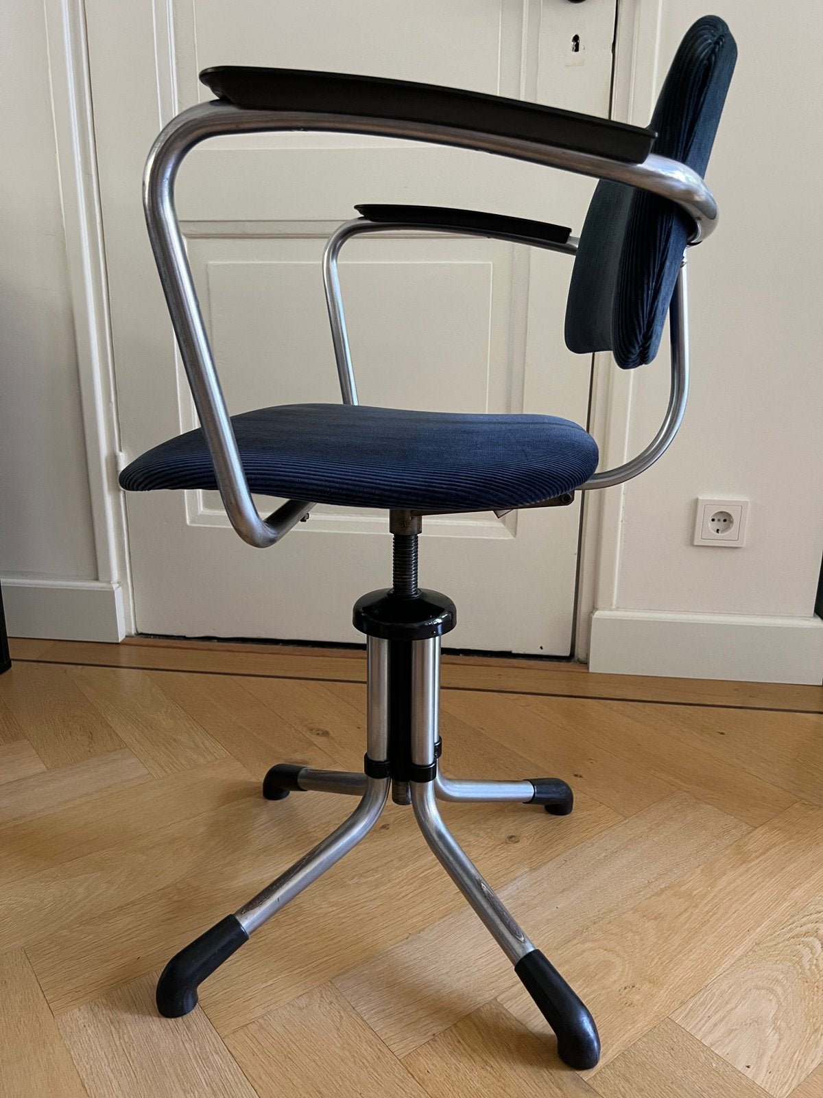 Originele jaren ‘30 Gispen 354 bureaustoel blauw corduroy, Ophalen of Verzenden