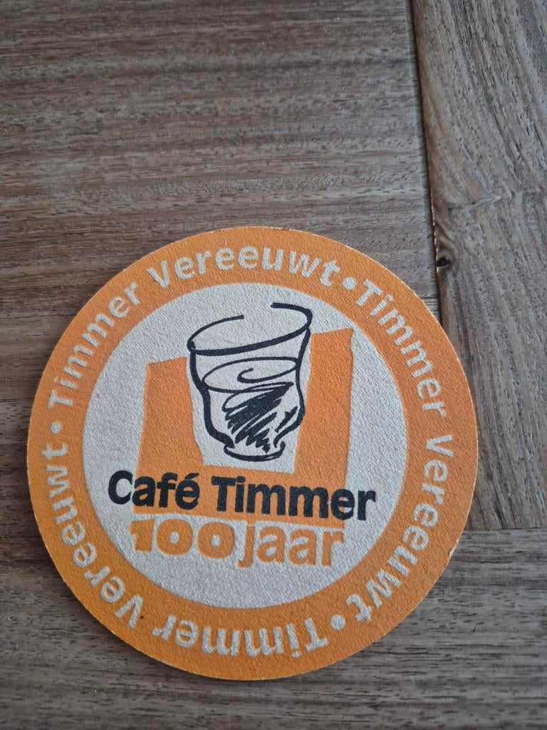 Bierviltje Café Timmer 100 jaar Heineken, Ophalen of Verzenden, Gebruikt