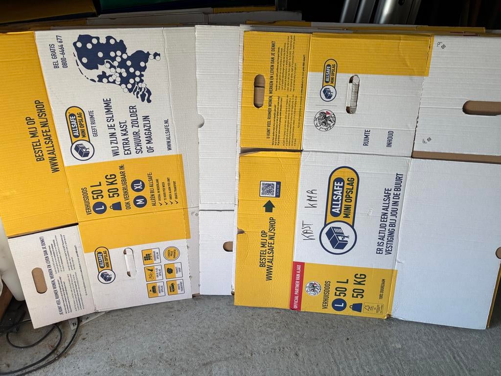 14 stuks Allsafe Verhuisdozen 50L, Ophalen, 40 tot 60 cm, Opvouwbaar, 50 tot 75 cm