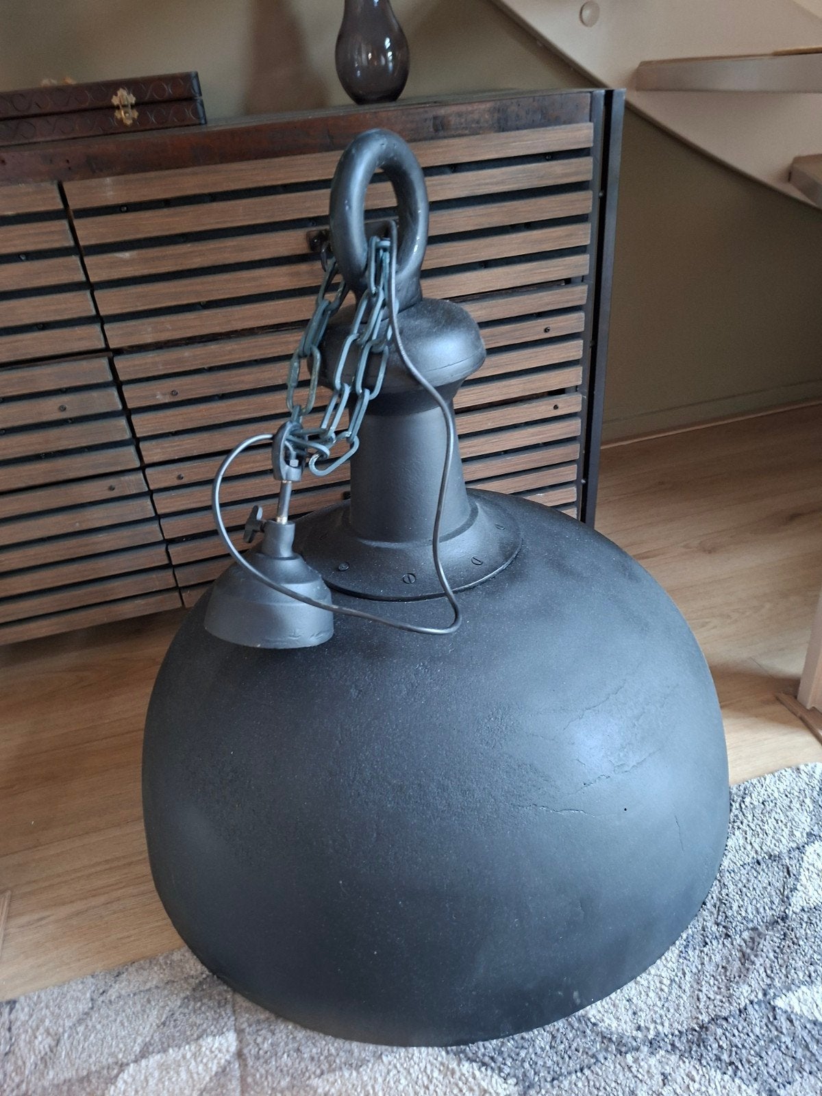 Mooie industriële hanglamp - Ø 72cm gegoten aluminium, Zo goed als nieuw, Metaal, Industrieel, E27 (groot)