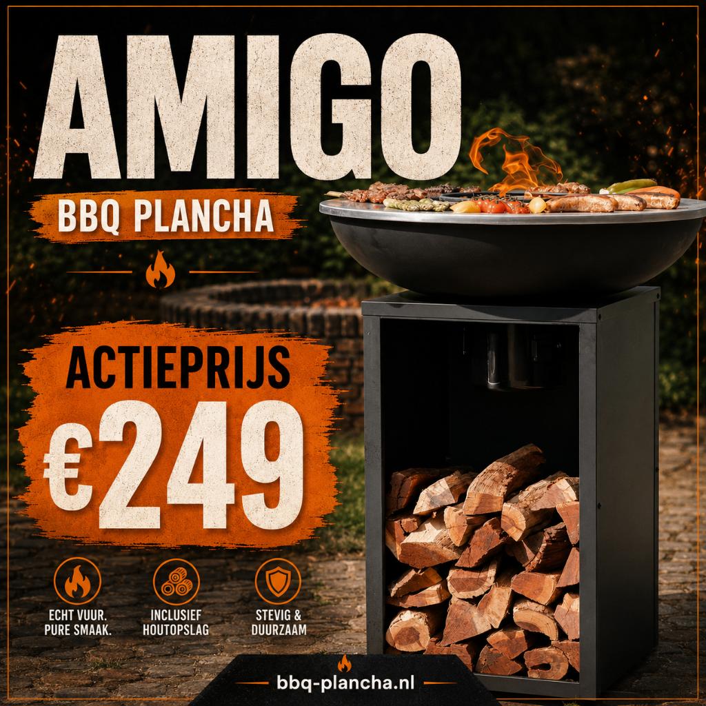 Plancha BBQ Amigo 67cm bakplaat RVS en hoes Nieuw
