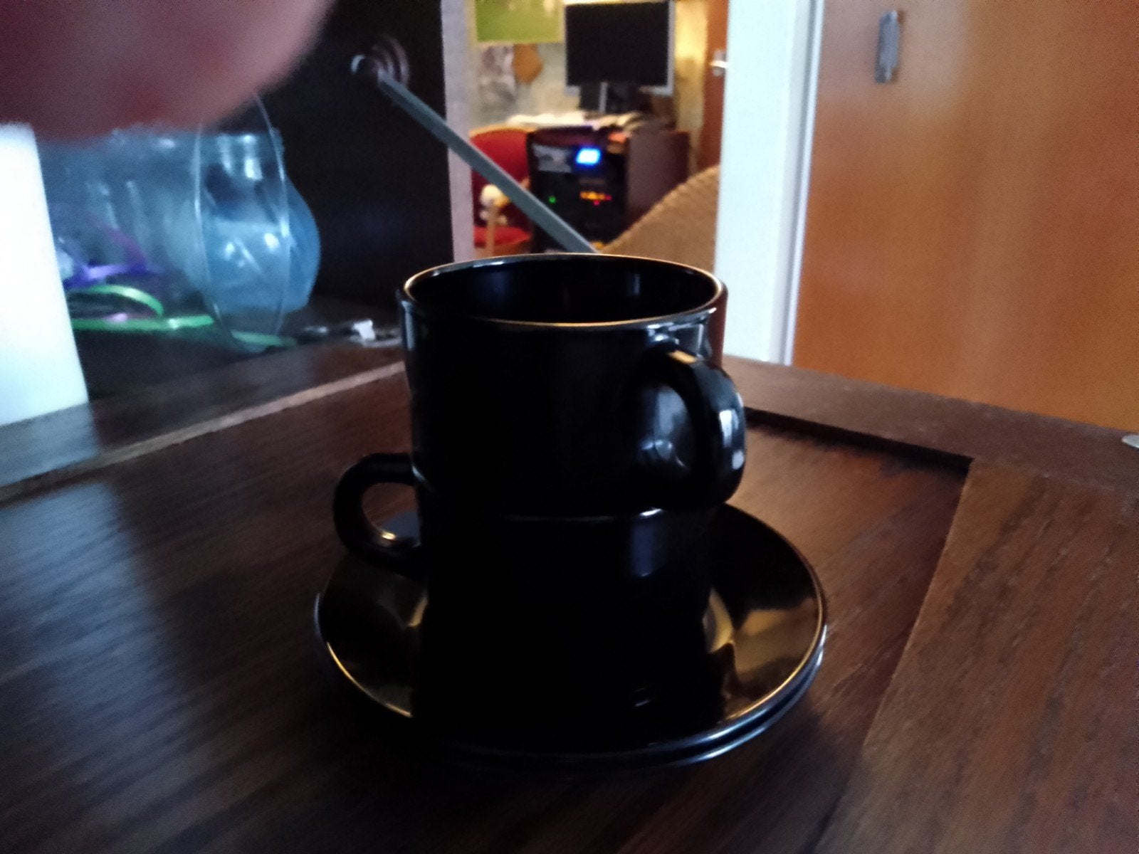 Set van 2 zwarte kleine mokka/espresso kopjes, Overige merken, Verzenden, Zo goed als nieuw, Overige stijlen
