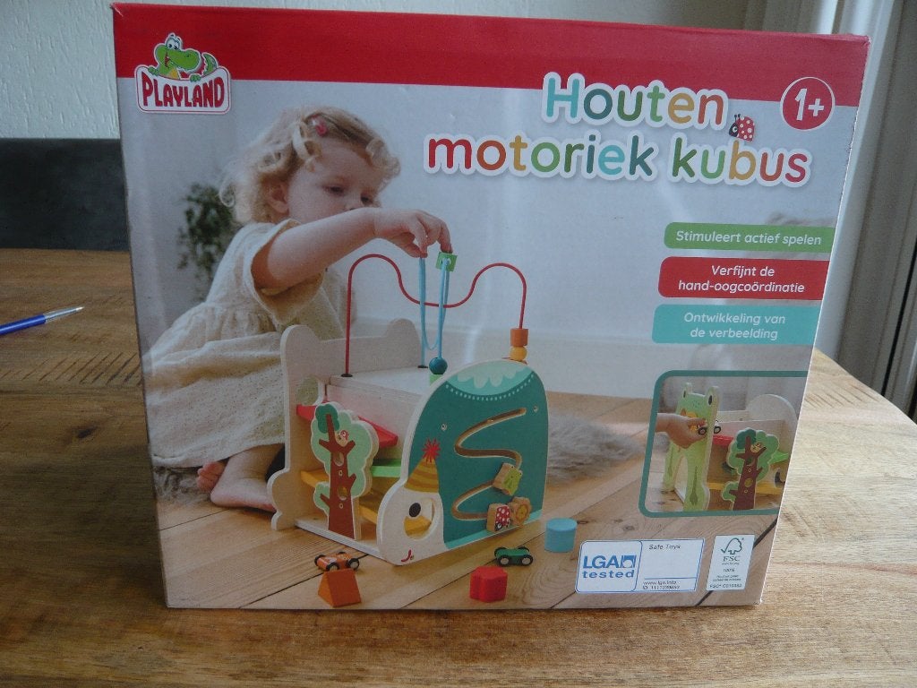 nieuwe houten motoriek kubus, Ophalen of Verzenden, Nieuw