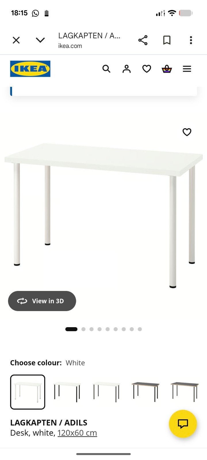 Ikea Desk LAGKAPTEN / ADILSDesk, white, 120x60 c, Ophalen of Verzenden
