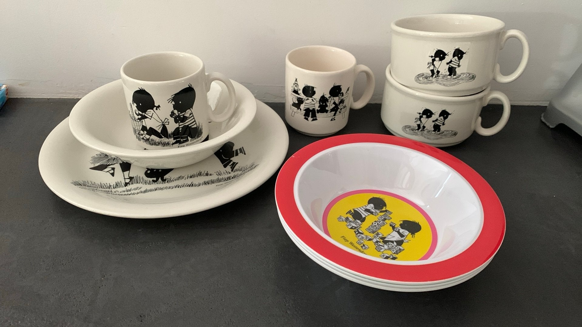 Jip en Janneke servies 9 delig, Huis en Inrichting, Keuken | Servies, Ophalen, Zo goed als nieuw, Overige stijlen, Bord(en)