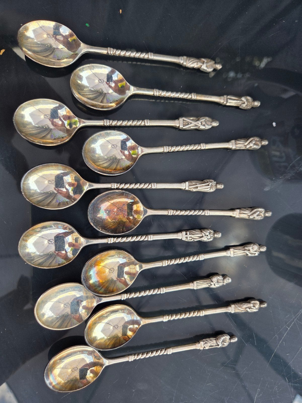 Set van 12 zilveren apostellepels, Ophalen of Verzenden