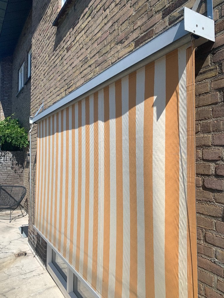 Zonnescherm met wandhouders, Tuin en Terras, Ophalen, Gebruikt, Overige typen, 150 tot 300 cm