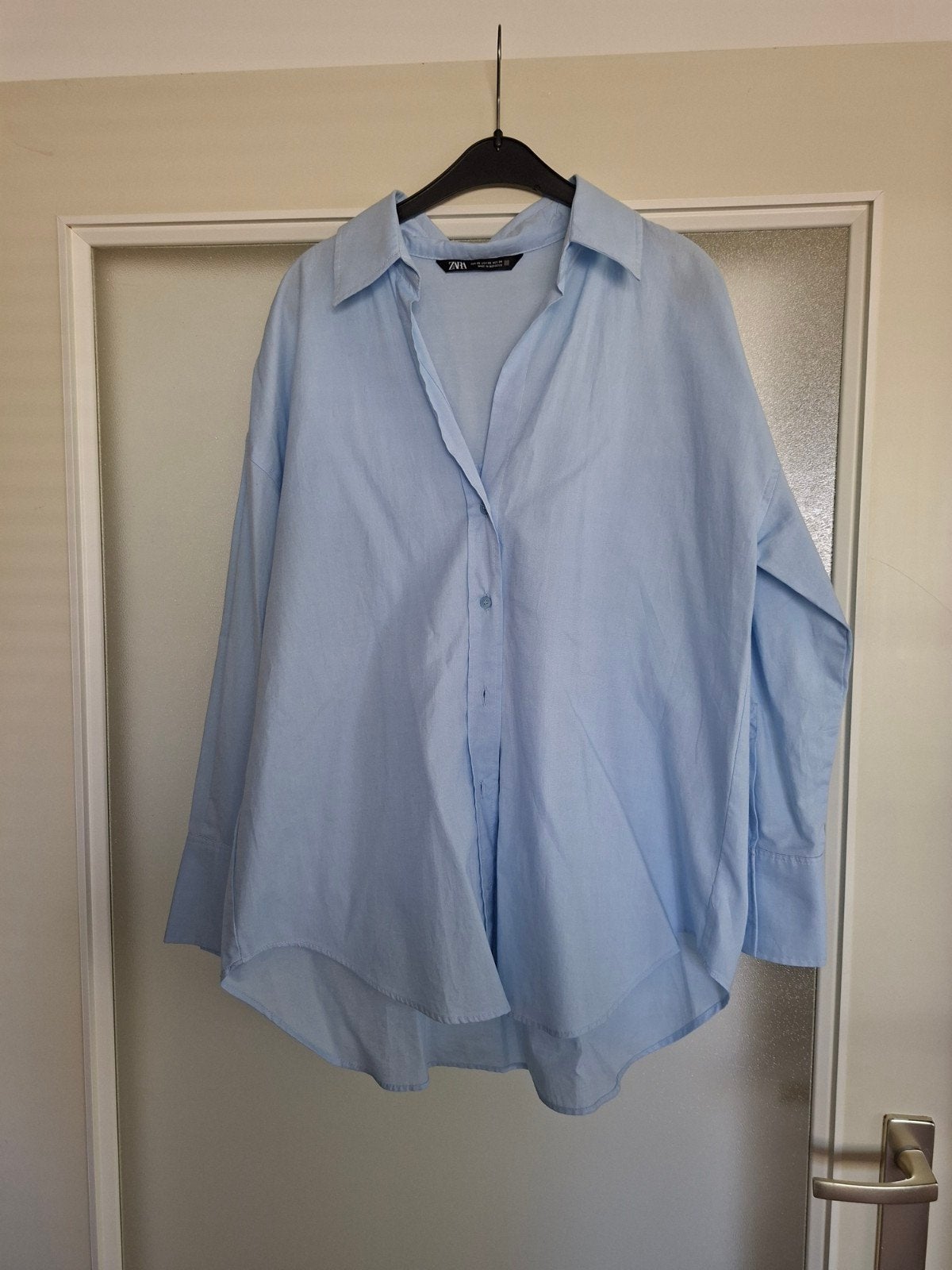 Zara Oversized Hemd Lichtblauw Maat XS, Blauw, Zara, Ophalen of Verzenden, Zo goed als nieuw