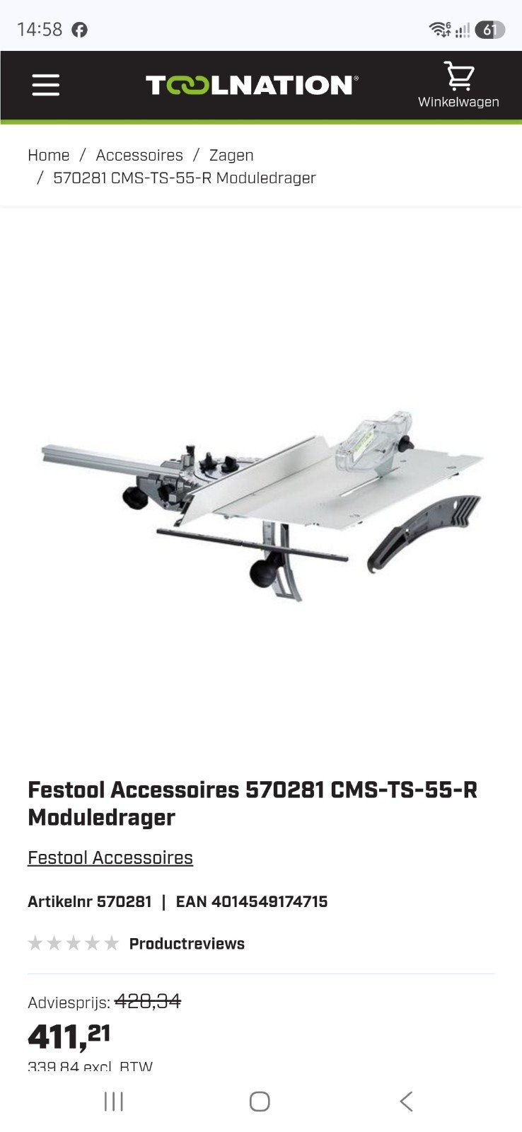 Festool CMS Moduledrager voor invalzaag TS55, Doe-het-zelf en Verbouw, Invalzaag, Nieuw, Ophalen of Verzenden, 30 tot 70 mm