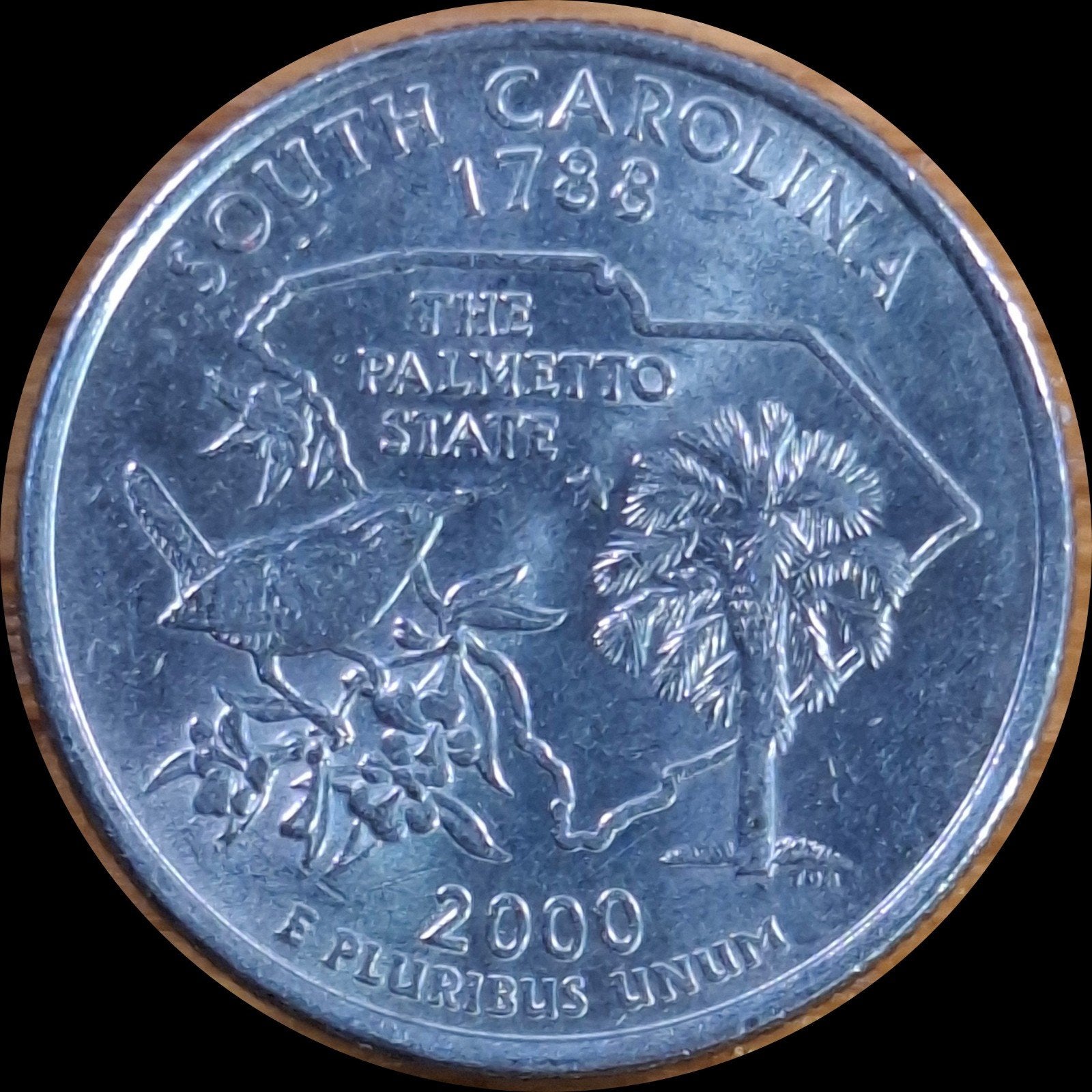 31# USA Quarter 2000D km307 South Carolina, Ophalen of Verzenden, Noord-Amerika